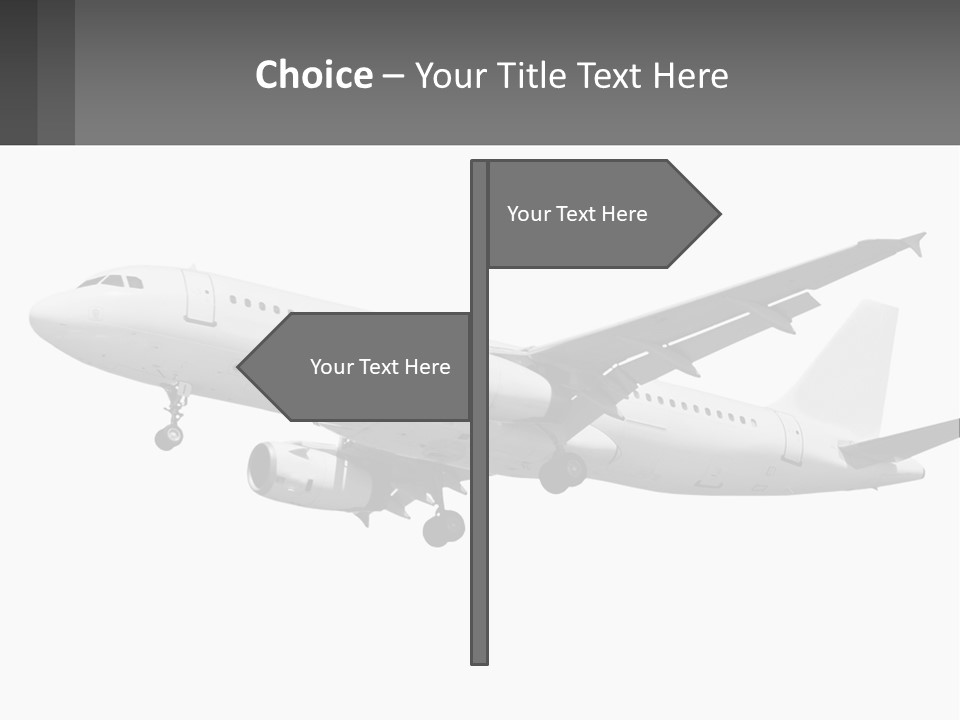 An Airplane Is Flying In The Sky With A Gray Background PowerPoint Template