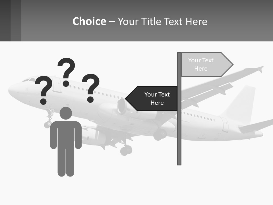 An Airplane Is Flying In The Sky With A Gray Background PowerPoint Template