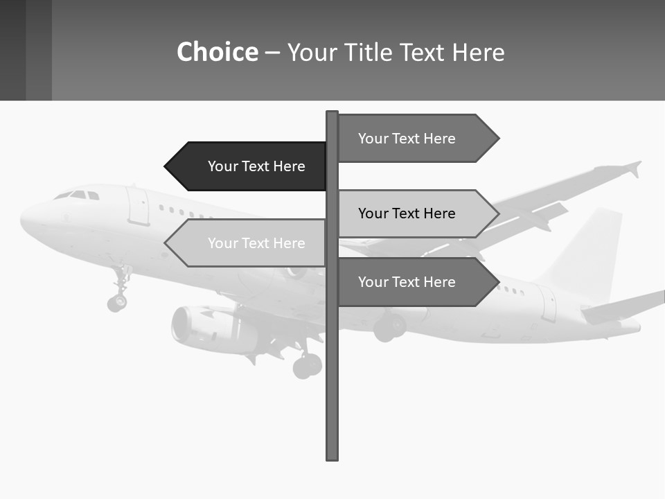 An Airplane Is Flying In The Sky With A Gray Background PowerPoint Template