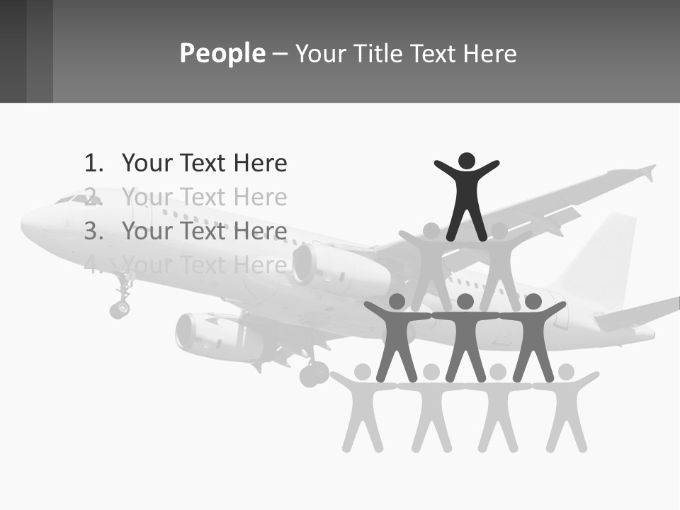 An Airplane Is Flying In The Sky With A Gray Background PowerPoint Template