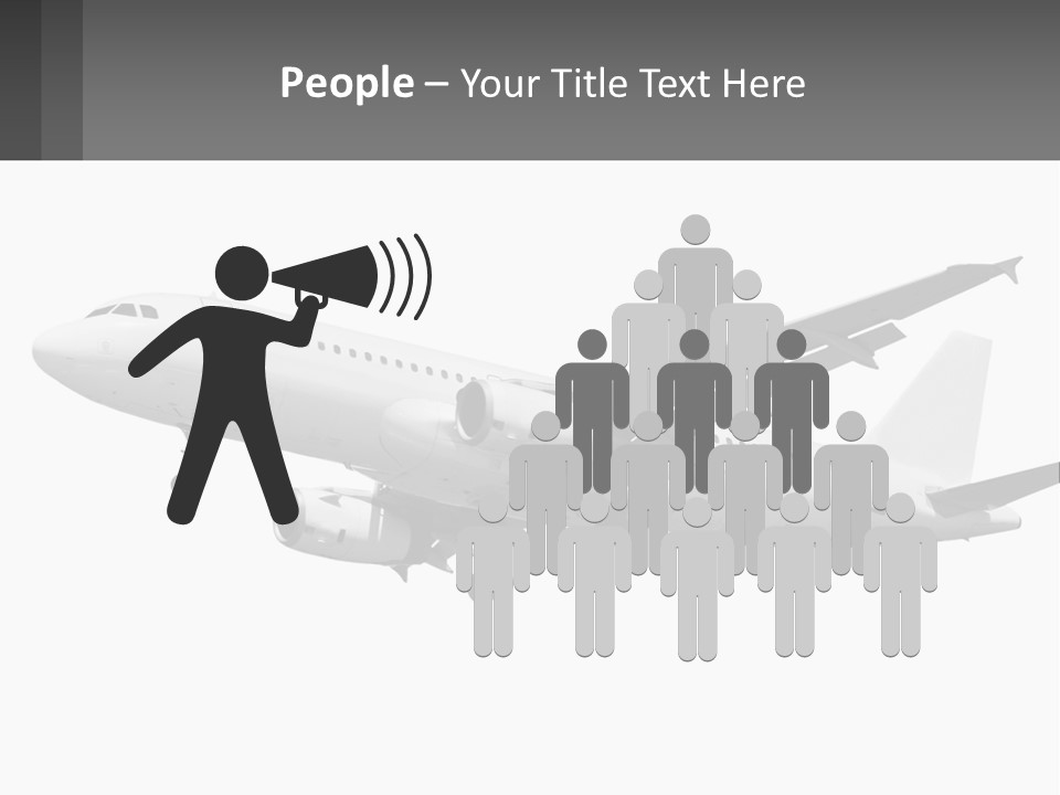 An Airplane Is Flying In The Sky With A Gray Background PowerPoint Template