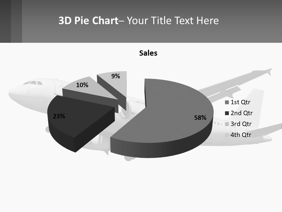 An Airplane Is Flying In The Sky With A Gray Background PowerPoint Template