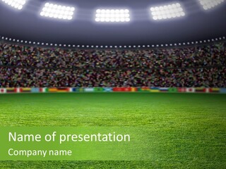 A Soccer Field With A Stadium Full Of People PowerPoint Template