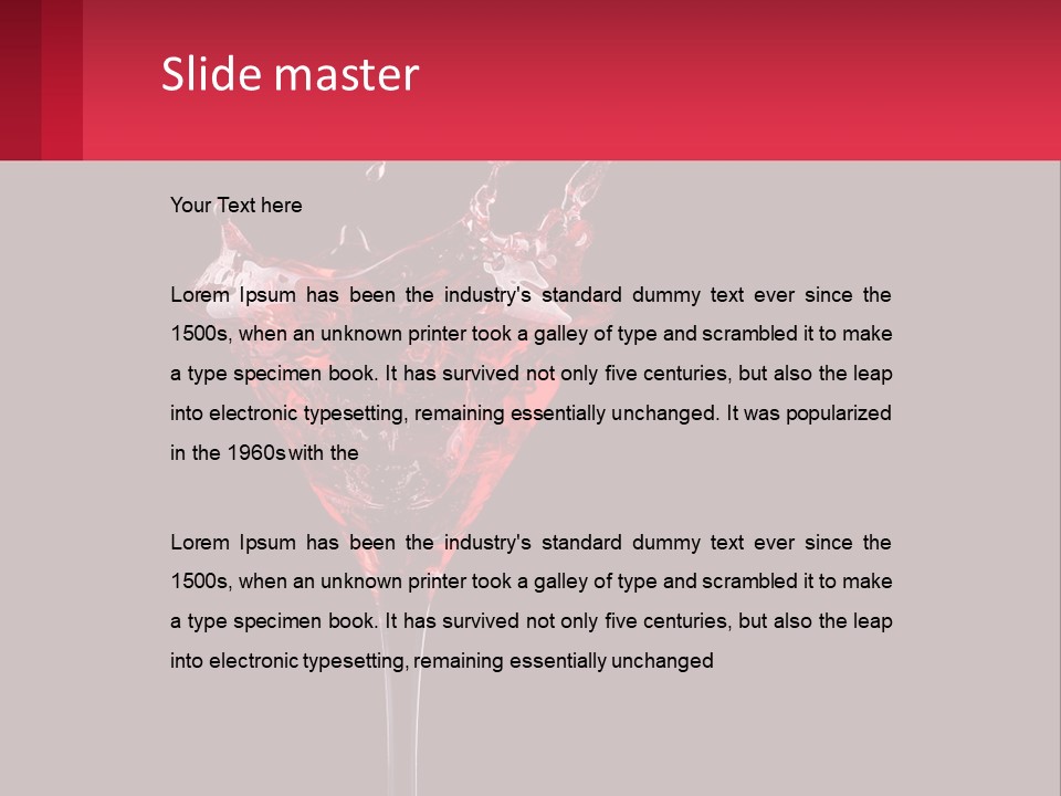 A Red Drink Splashing Into A Martini Glass PowerPoint Template