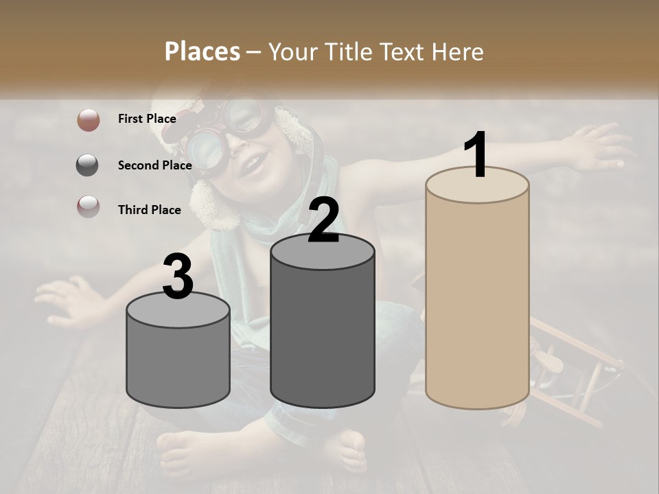 A Young Boy In A Hat And Scarf Sitting On A Wooden Floor PowerPoint Template