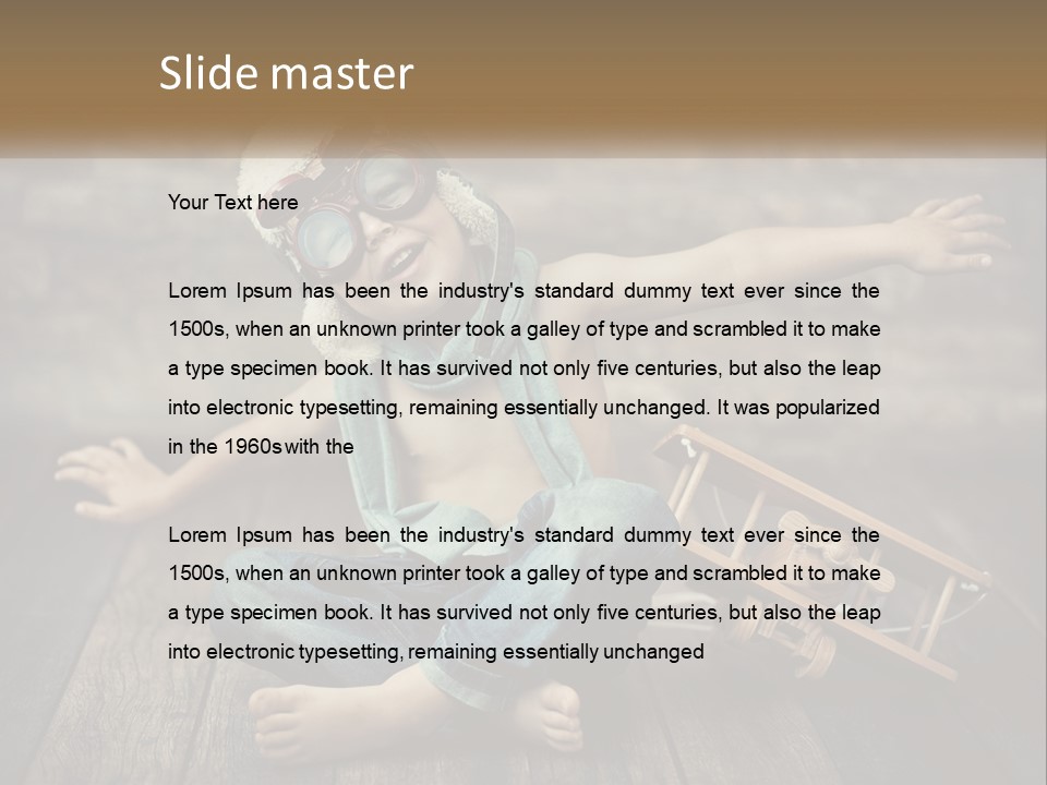 A Young Boy In A Hat And Scarf Sitting On A Wooden Floor PowerPoint Template