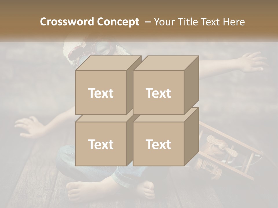 A Young Boy In A Hat And Scarf Sitting On A Wooden Floor PowerPoint Template