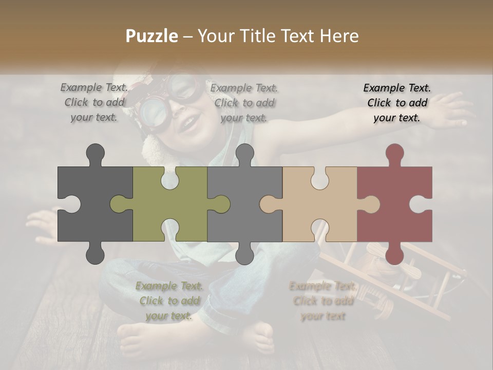 A Young Boy In A Hat And Scarf Sitting On A Wooden Floor PowerPoint Template