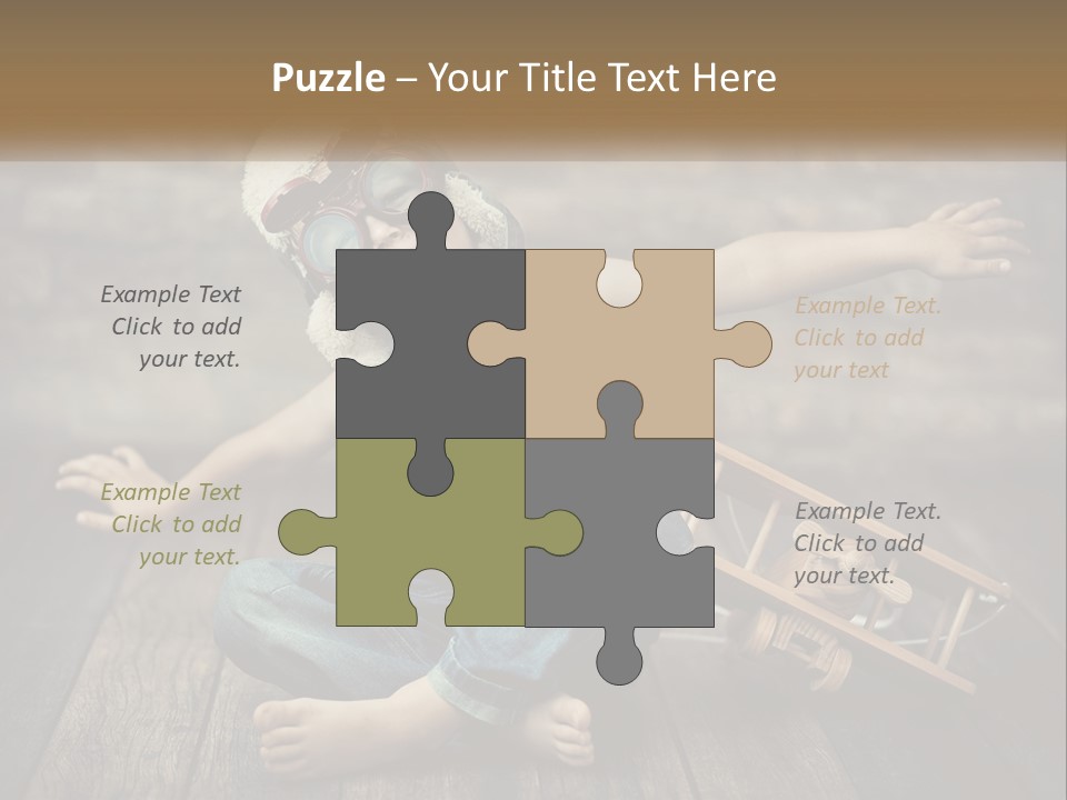 A Young Boy In A Hat And Scarf Sitting On A Wooden Floor PowerPoint Template