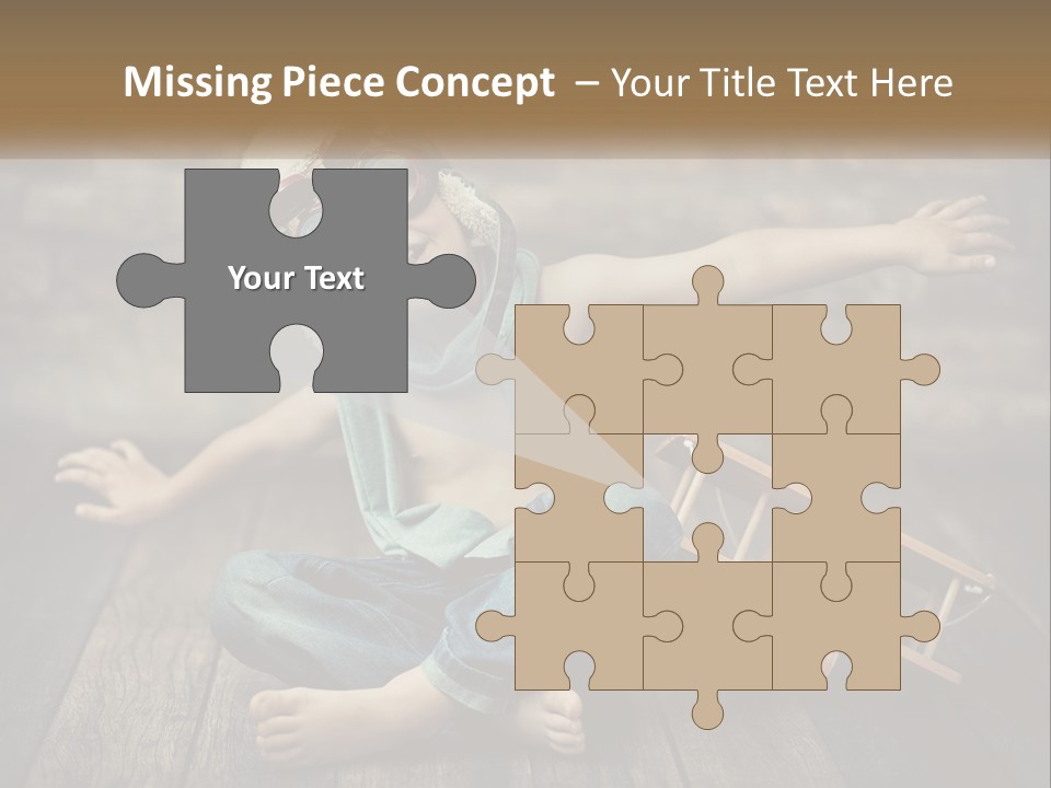 A Young Boy In A Hat And Scarf Sitting On A Wooden Floor PowerPoint Template