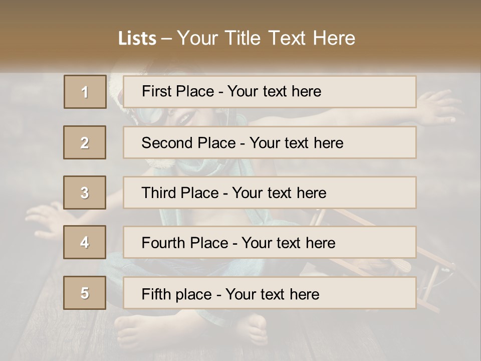 A Young Boy In A Hat And Scarf Sitting On A Wooden Floor PowerPoint Template