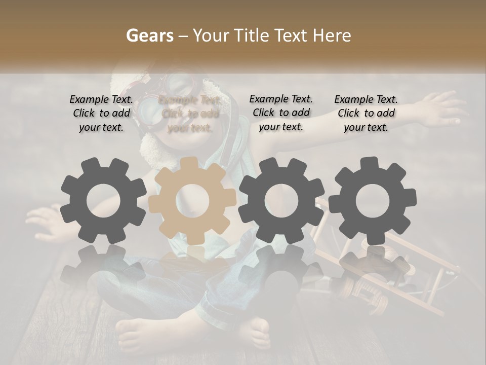 A Young Boy In A Hat And Scarf Sitting On A Wooden Floor PowerPoint Template