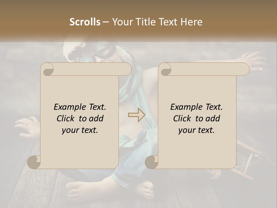 A Young Boy In A Hat And Scarf Sitting On A Wooden Floor PowerPoint Template