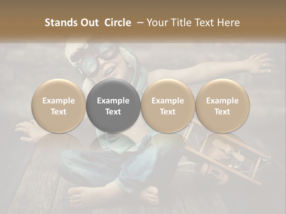 A Young Boy In A Hat And Scarf Sitting On A Wooden Floor PowerPoint Template