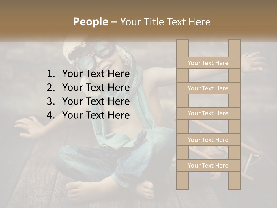 A Young Boy In A Hat And Scarf Sitting On A Wooden Floor PowerPoint Template