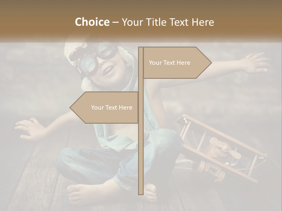 A Young Boy In A Hat And Scarf Sitting On A Wooden Floor PowerPoint Template