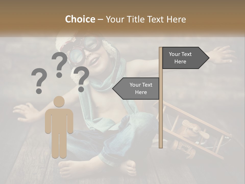 A Young Boy In A Hat And Scarf Sitting On A Wooden Floor PowerPoint Template