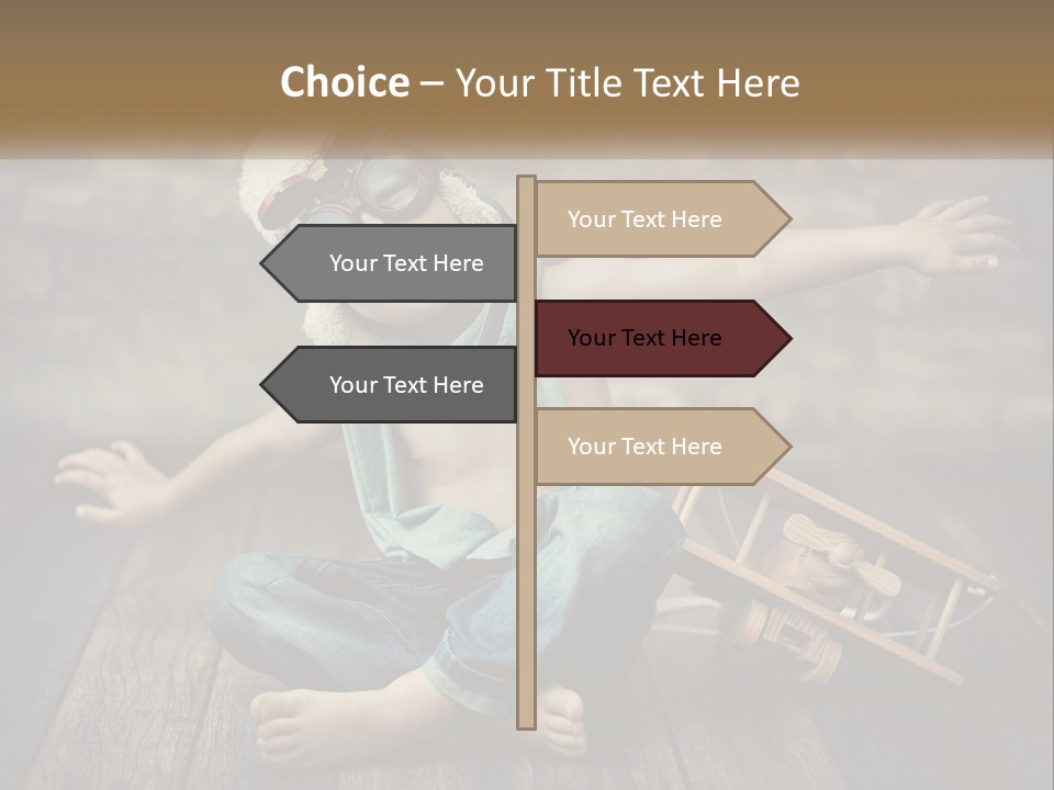 A Young Boy In A Hat And Scarf Sitting On A Wooden Floor PowerPoint Template