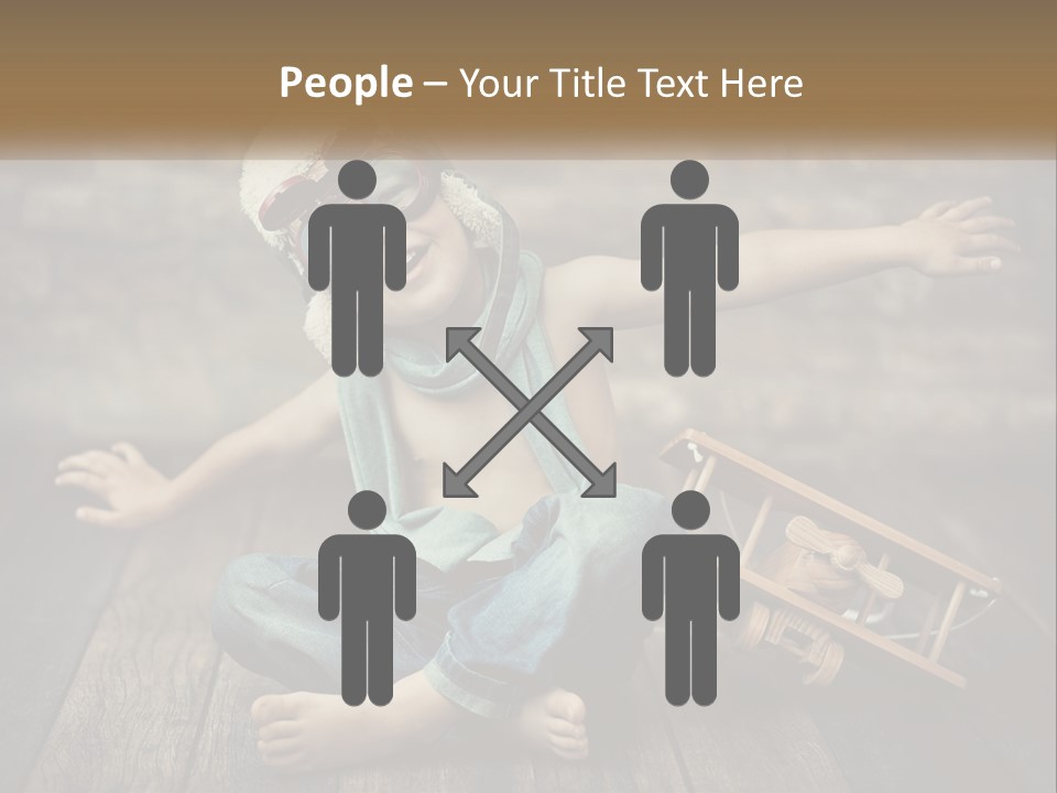 A Young Boy In A Hat And Scarf Sitting On A Wooden Floor PowerPoint Template