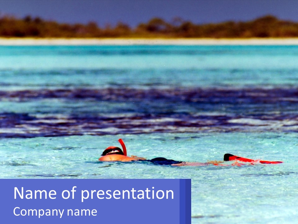 A Person Swimming In The Ocean With A Blue Background PowerPoint Template