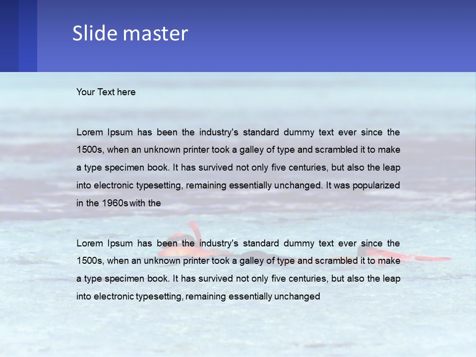 A Person Swimming In The Ocean With A Blue Background PowerPoint Template