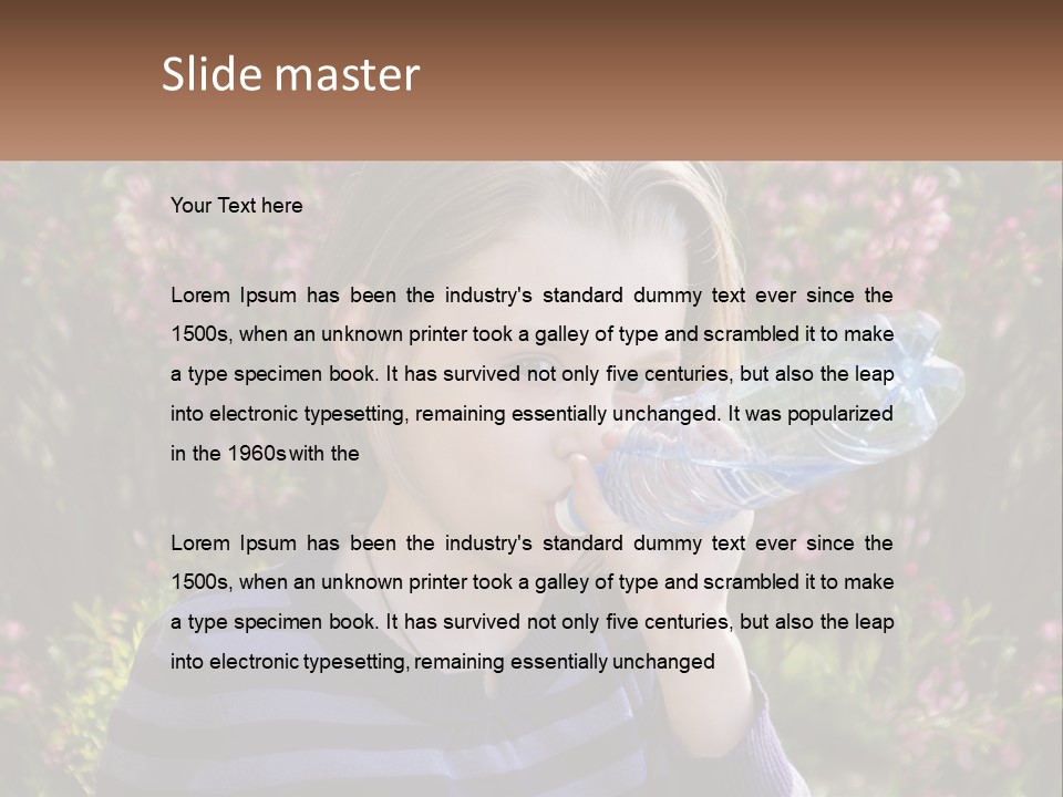 A Young Girl Drinking Water From A Water Bottle PowerPoint Template