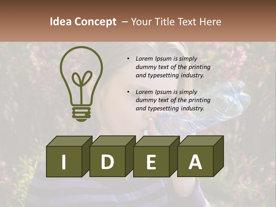A Young Girl Drinking Water From A Water Bottle PowerPoint Template