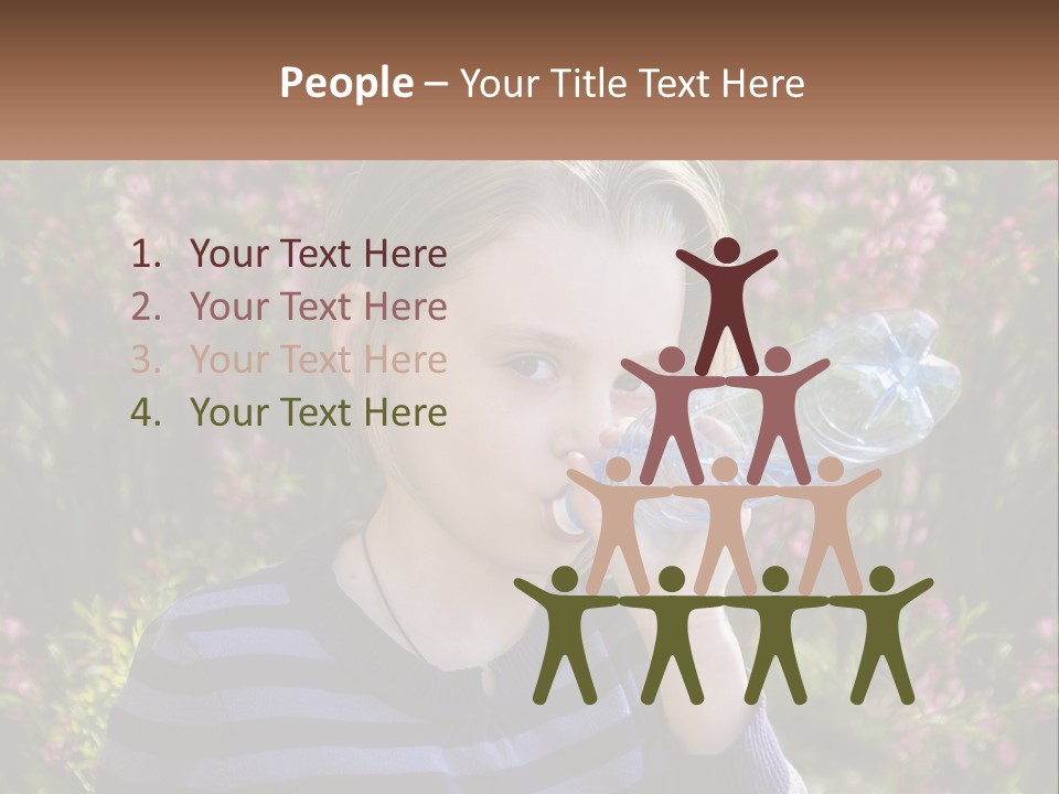 A Young Girl Drinking Water From A Water Bottle PowerPoint Template