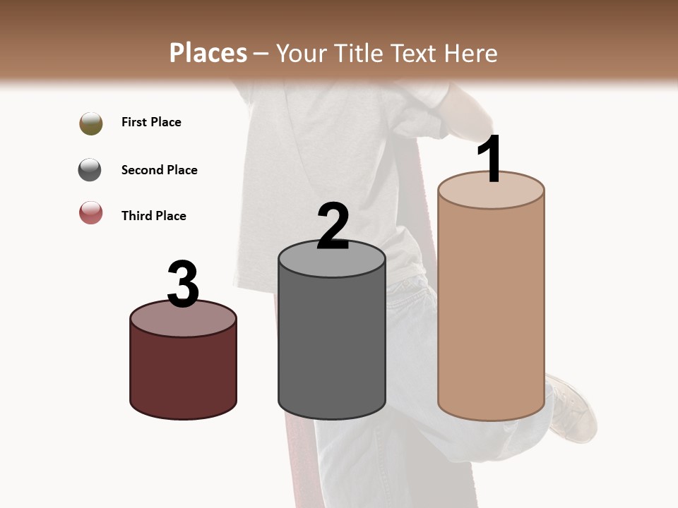 A Young Boy Standing On A Skateboard With His Arms In The Air PowerPoint Template