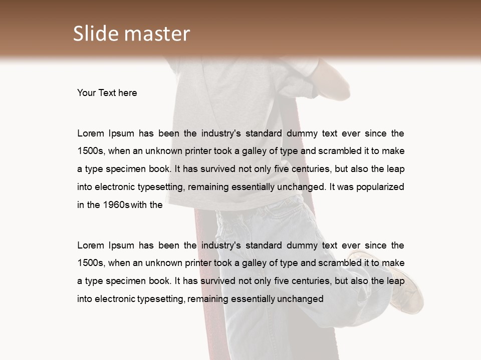 A Young Boy Standing On A Skateboard With His Arms In The Air PowerPoint Template