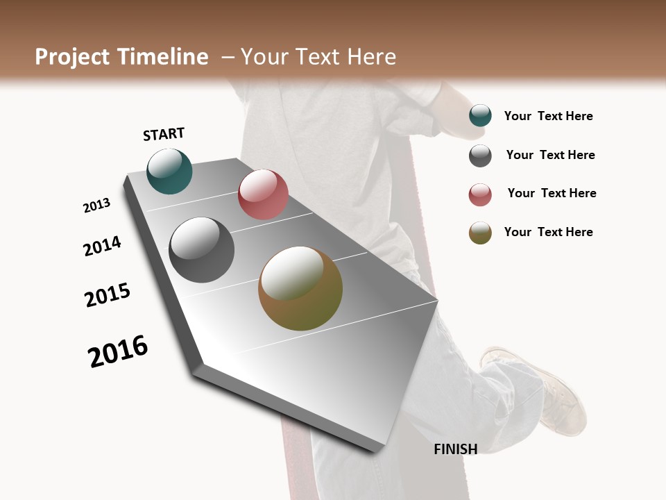 A Young Boy Standing On A Skateboard With His Arms In The Air PowerPoint Template