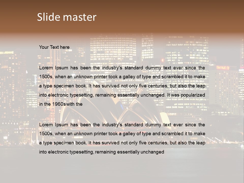 A Picture Of A City At Night With The Sydney Opera House In The Foreground PowerPoint Template