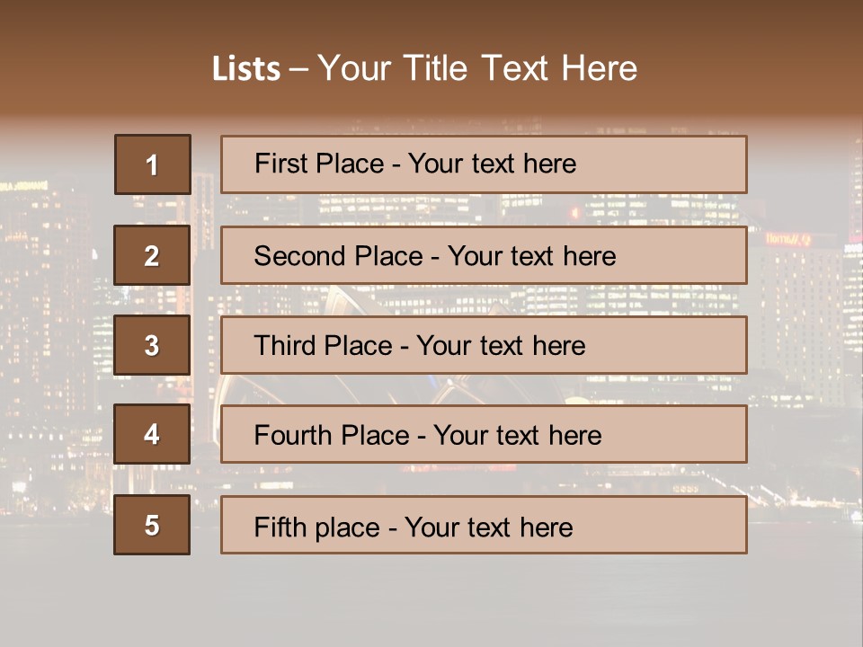 A Picture Of A City At Night With The Sydney Opera House In The Foreground PowerPoint Template
