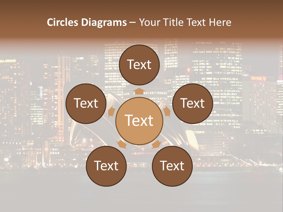 A Picture Of A City At Night With The Sydney Opera House In The Foreground PowerPoint Template