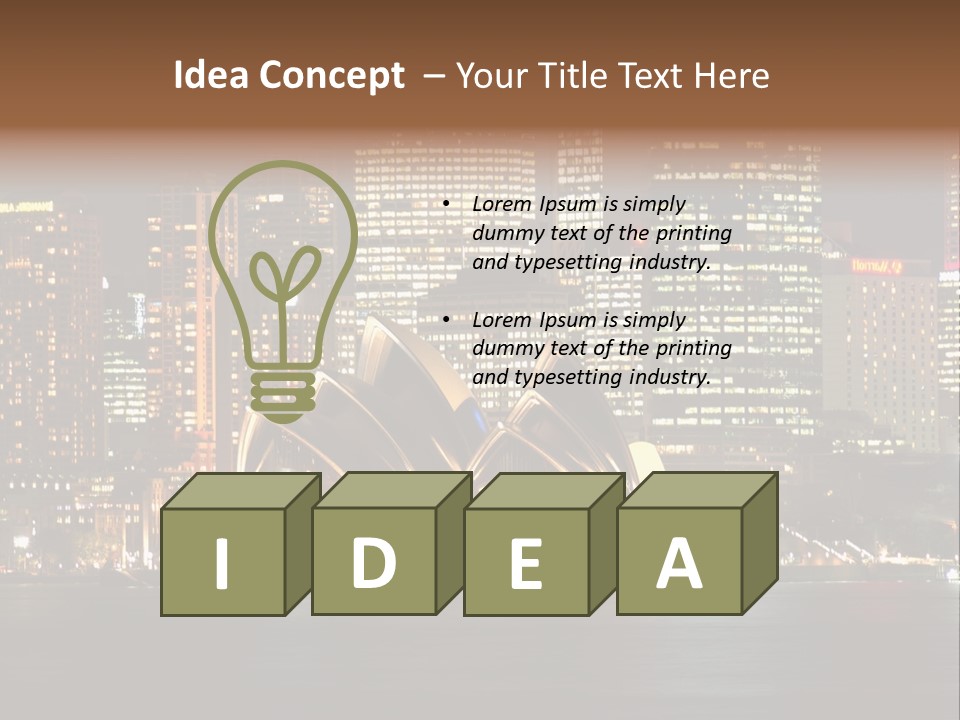 A Picture Of A City At Night With The Sydney Opera House In The Foreground PowerPoint Template