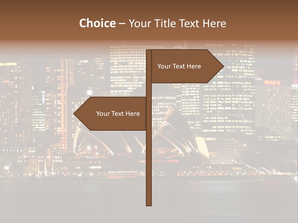 A Picture Of A City At Night With The Sydney Opera House In The Foreground PowerPoint Template