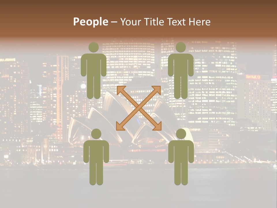 A Picture Of A City At Night With The Sydney Opera House In The Foreground PowerPoint Template