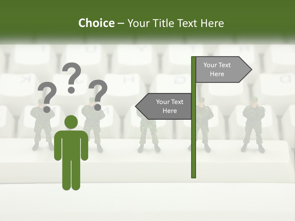 A Group Of Toy Soldiers Standing In Front Of A Keyboard PowerPoint Template