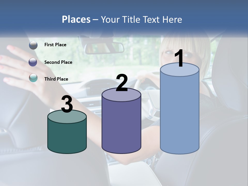 A Woman Driving A Car With Her Hand On The Steering Wheel PowerPoint Template