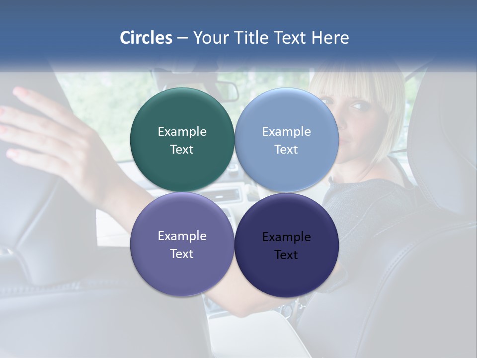 A Woman Driving A Car With Her Hand On The Steering Wheel PowerPoint Template