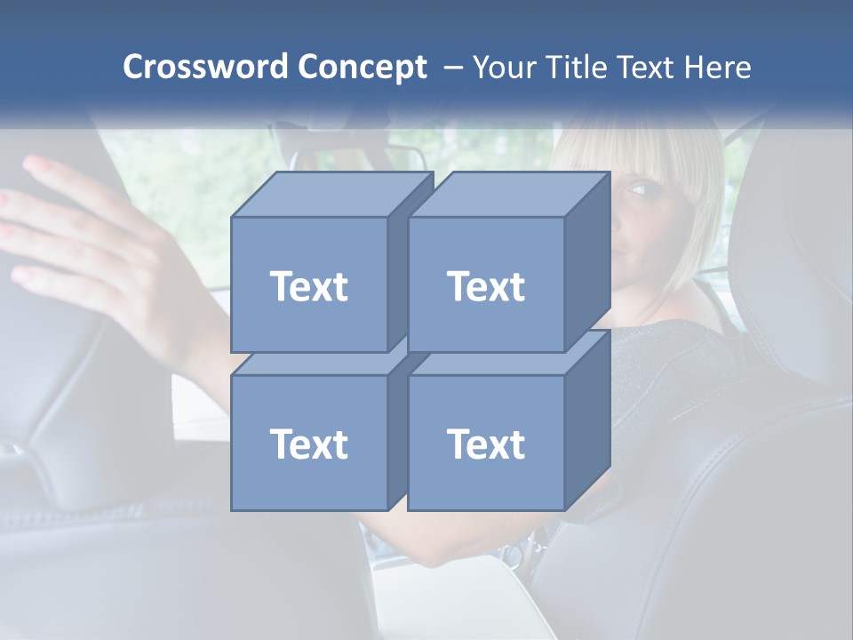 A Woman Driving A Car With Her Hand On The Steering Wheel PowerPoint Template