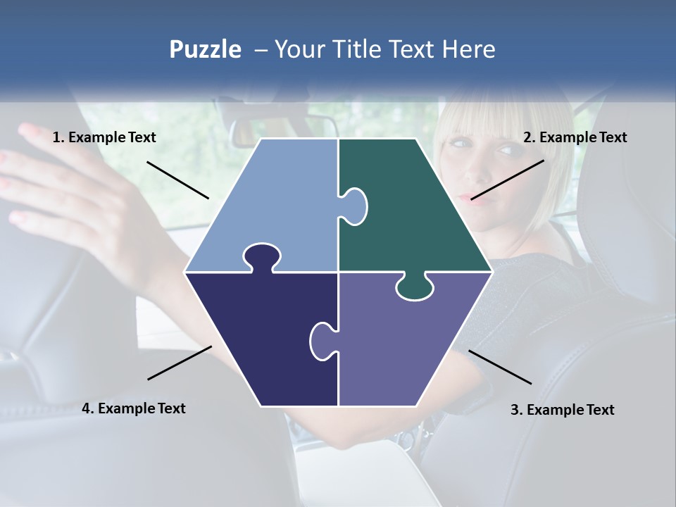 A Woman Driving A Car With Her Hand On The Steering Wheel PowerPoint Template