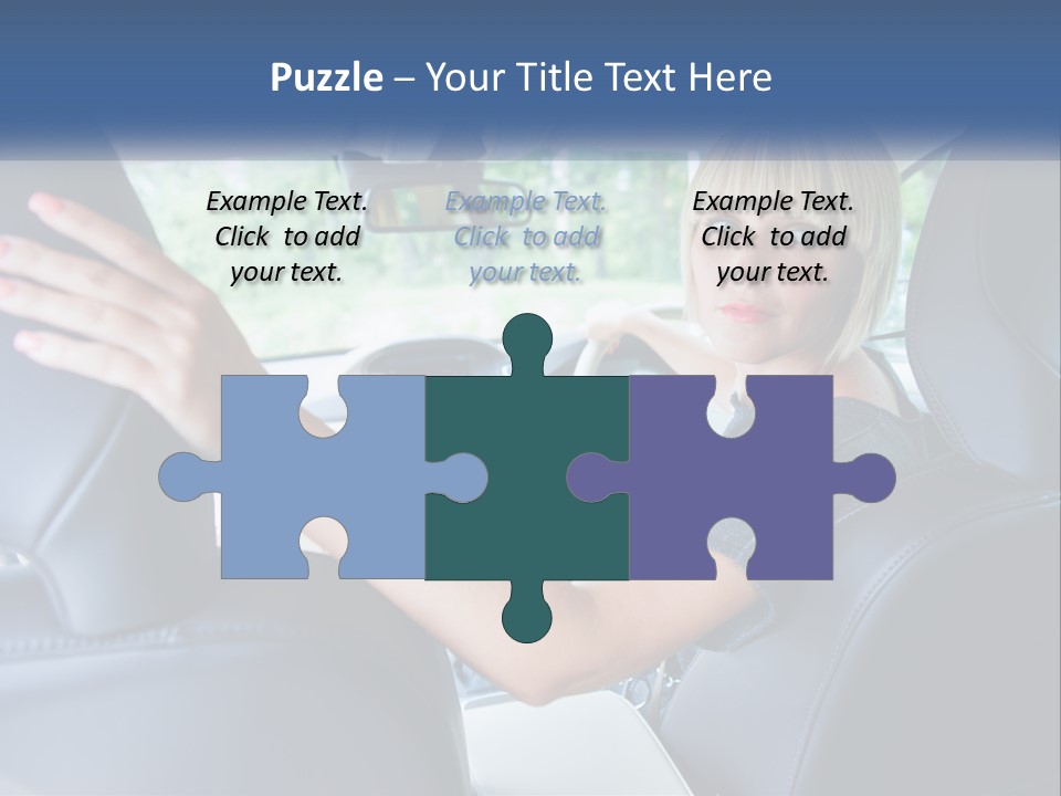 A Woman Driving A Car With Her Hand On The Steering Wheel PowerPoint Template