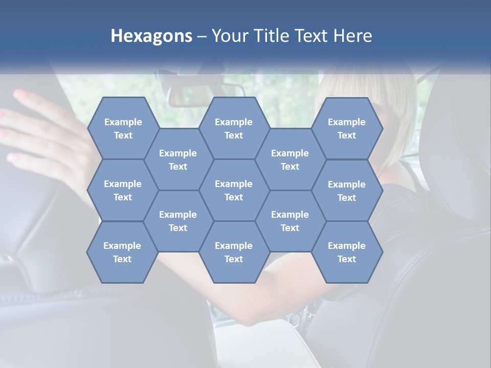 A Woman Driving A Car With Her Hand On The Steering Wheel PowerPoint Template