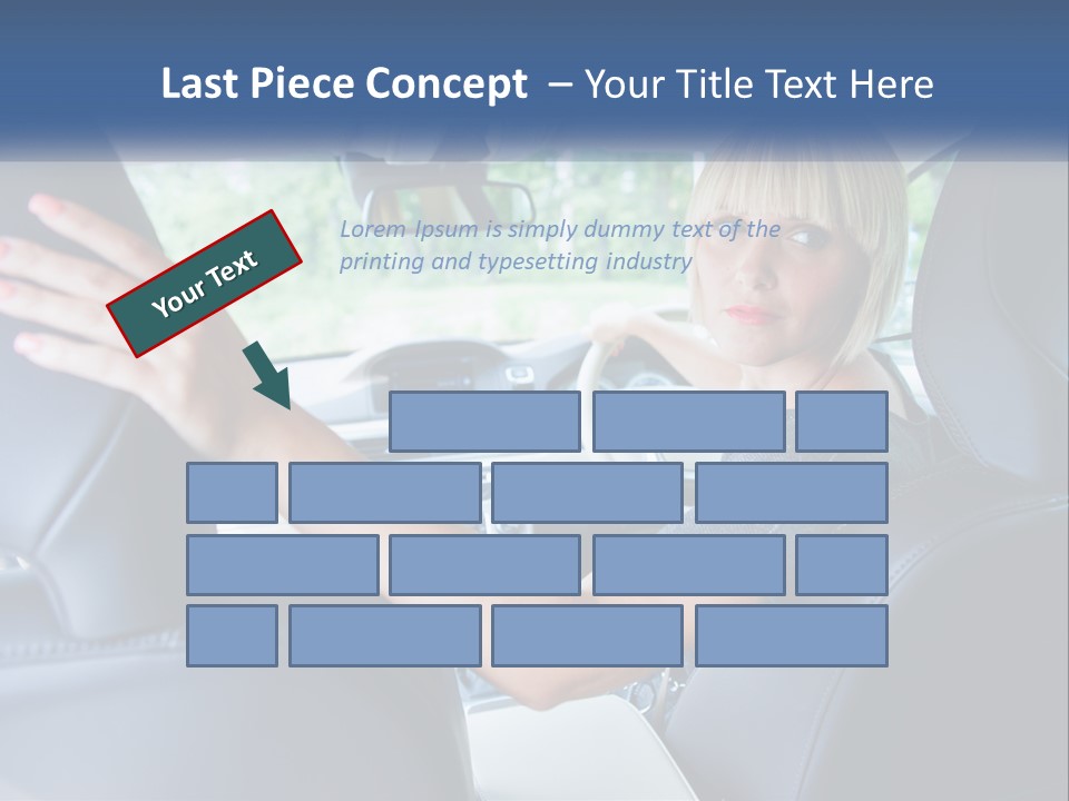 A Woman Driving A Car With Her Hand On The Steering Wheel PowerPoint Template
