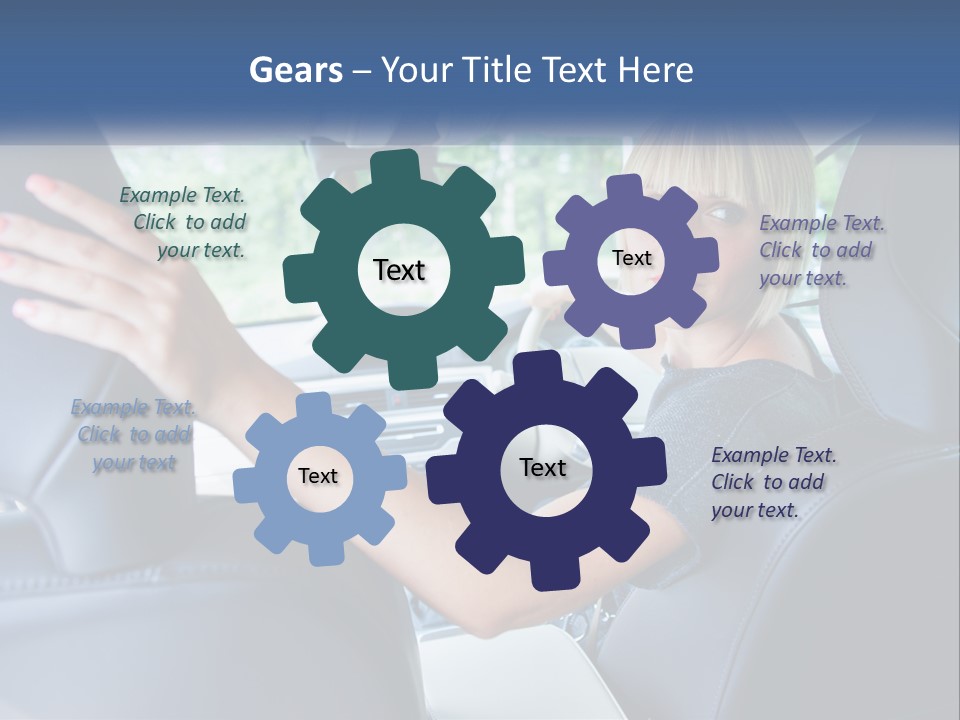 A Woman Driving A Car With Her Hand On The Steering Wheel PowerPoint Template