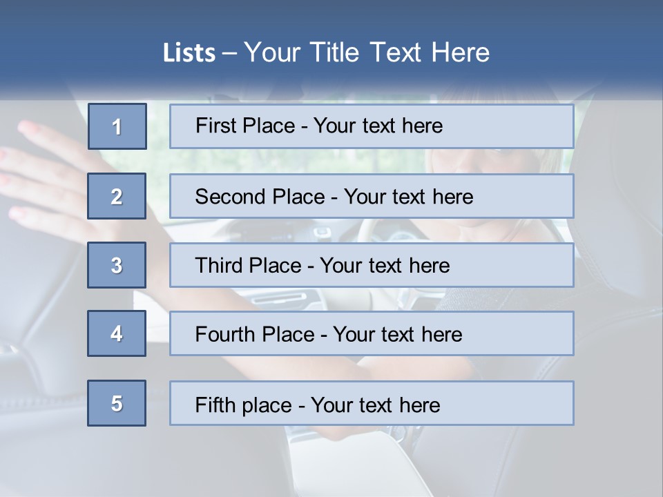 A Woman Driving A Car With Her Hand On The Steering Wheel PowerPoint Template