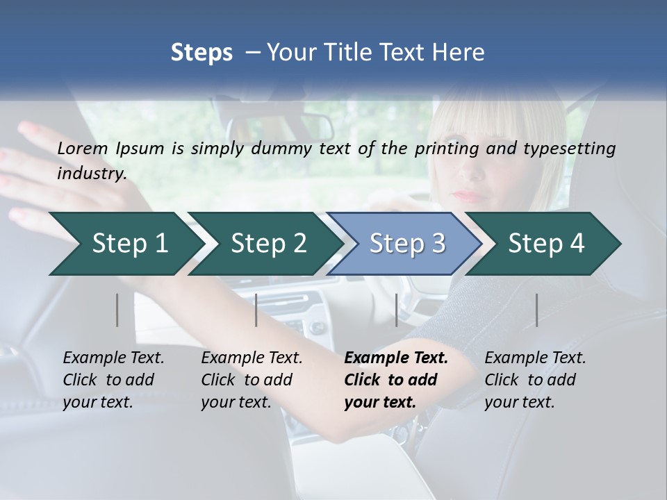 A Woman Driving A Car With Her Hand On The Steering Wheel PowerPoint Template