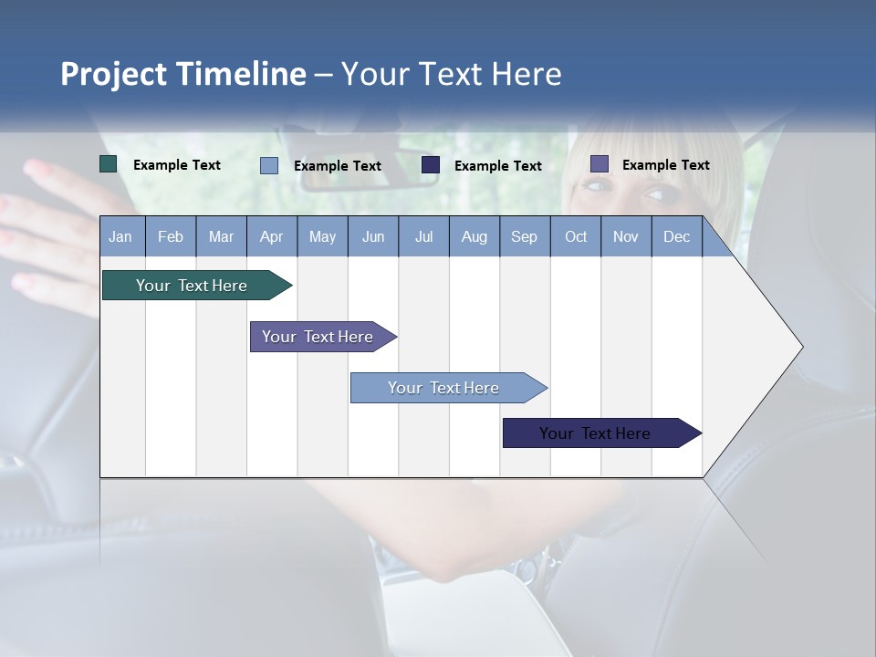 A Woman Driving A Car With Her Hand On The Steering Wheel PowerPoint Template