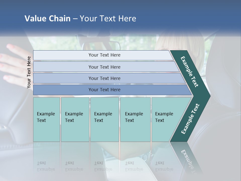 A Woman Driving A Car With Her Hand On The Steering Wheel PowerPoint Template